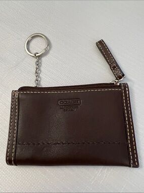 Coach mini skinny wallet card holder brown leather Style # F41788